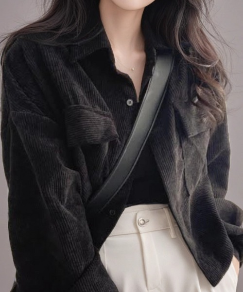 cammie(キャミー)の「ボリュームスリーブコーデュロイシャツ(シャツ/ブラウス・レディース・ブルー/モカ/ブラック・FREE)」の7枚目の写真