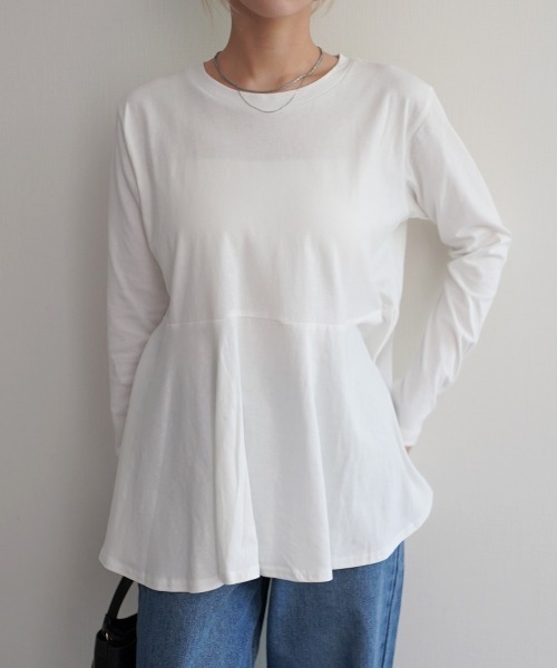 Rashik（ラシク）の「裾フレア長袖トップス（Tシャツ/カットソー・レディース・ブラック/チャコール/ホワイト・FREE）」の4枚目の写真