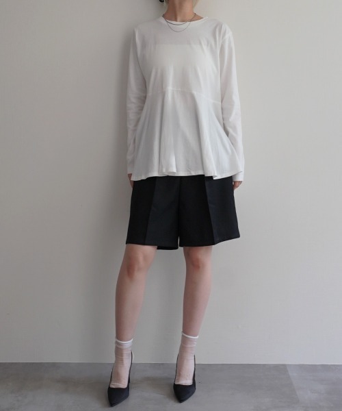 Rashik（ラシク）の「裾フレア長袖トップス（Tシャツ/カットソー・レディース・ブラック/チャコール/ホワイト・FREE）」の8枚目の写真