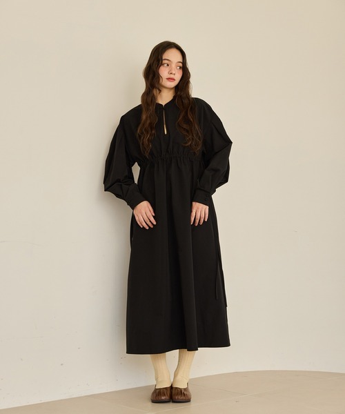 waist ribbon volume onepiece/ウエストリボンボリュームワンピース