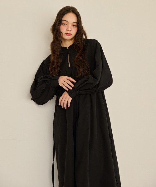 waist ribbon volume onepiece/ウエストリボンボリュームワンピース