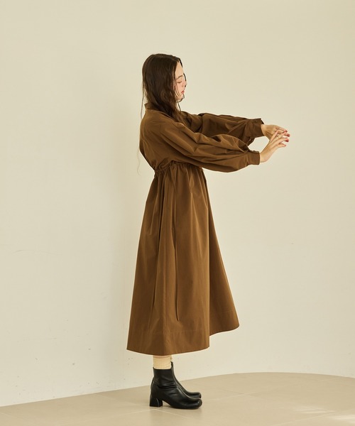 waist ribbon volume onepiece/ウエストリボンボリュームワンピース