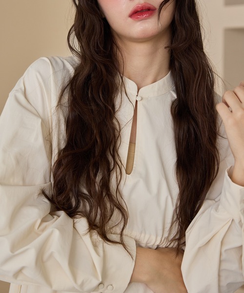 OLUN（オルン）の「waist ribbon volume onepiece/ウエストリボン