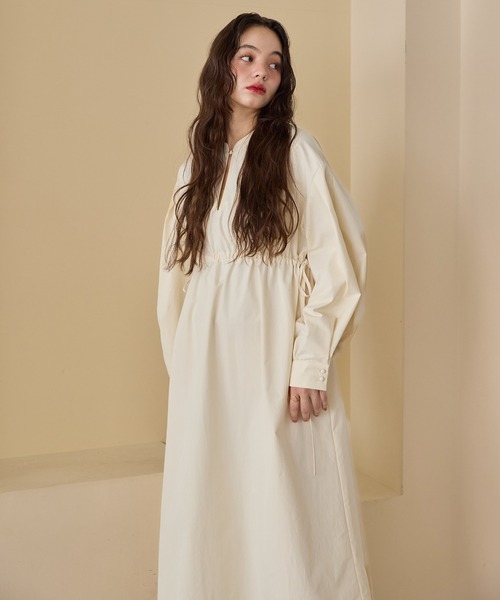 waist ribbon volume onepiece/ウエストリボンボリュームワンピース