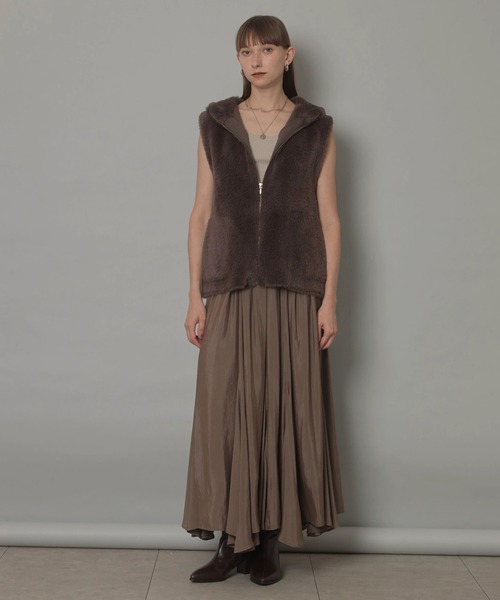 カデュネCADUNE エアリーフレアスカート 茶SSサイズ カデュネCADUNE エアリーフレアスカート 茶SSサイズ ティアード