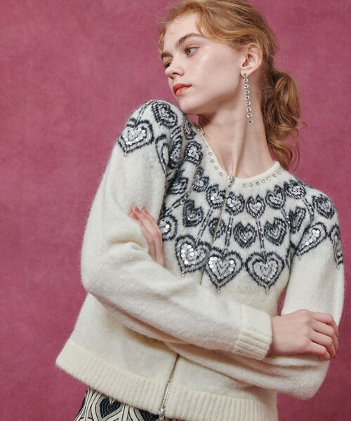 【LOULOU WILLOUGHBY】柄編みニットブルゾン 本体価格36,300 LOULOU WILLOUGHBY】柄編みニットブルゾン（カーディガン/ボレロ