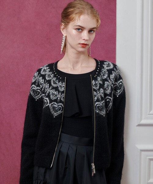 LOULOU WILLOUGHBY】ハートジャガードニットブルゾン（ブルゾン