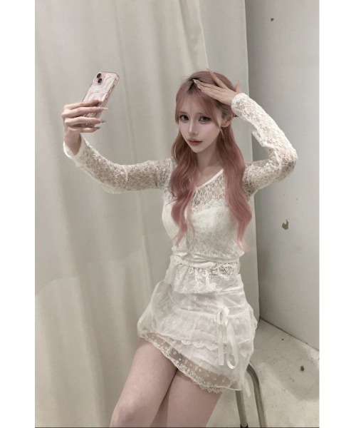 Julia Boutique（ジュリアブティック）の「クロップドシースルーカーディガン JB26030（カーディガン/ボレロ・レディース・ホワイト・フリー）」の4枚目の写真