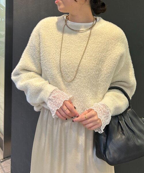 Jena espace merveilleux(ジェナ エスパスメルヴェイユ)の「【病みつきニット】ラメフェザーソフトニット(ニット/セーター・レディース・アイボリー/ブラウン/サックスブルー・FREE)」の16枚目の写真