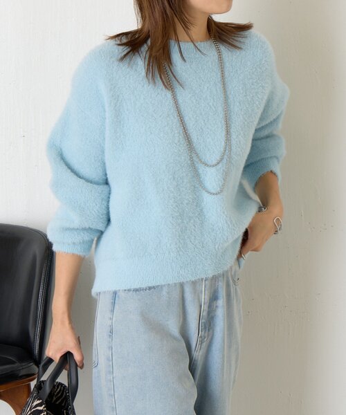 Jena espace merveilleux(ジェナ エスパスメルヴェイユ)の「【病みつきニット】ラメフェザーソフトニット(ニット/セーター・レディース・アイボリー/ブラウン/サックスブルー・FREE)」の8枚目の写真