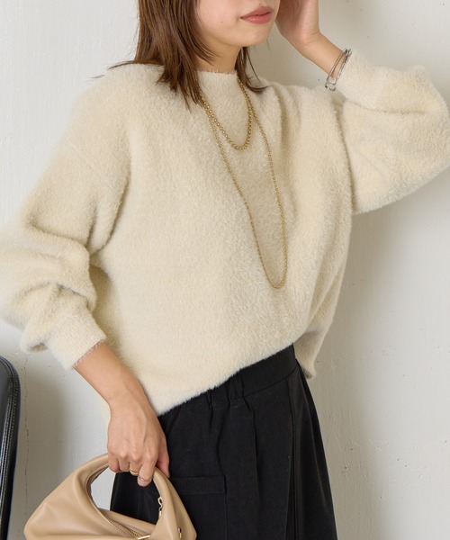 Jena espace merveilleux(ジェナ エスパスメルヴェイユ)の「【病みつきニット】ラメフェザーソフトニット(ニット/セーター・レディース・アイボリー/ブラウン/サックスブルー・FREE)」の2枚目の写真