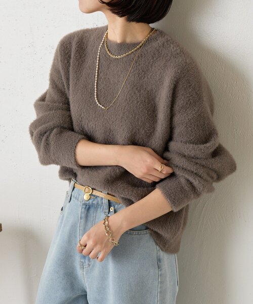 Jena espace merveilleux(ジェナ エスパスメルヴェイユ)の「【病みつきニット】ラメフェザーソフトニット(ニット/セーター・レディース・アイボリー/ブラウン/サックスブルー・FREE)」の6枚目の写真