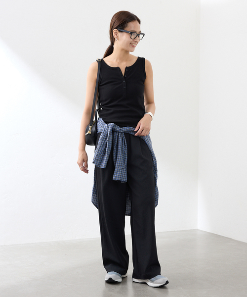 FRAMeWORK(フレームワーク)の「コットンリブヘンリータンク(タンクトップ・レディース・ホワイト/ブラック/ブラウン・FREE)」の4枚目の写真