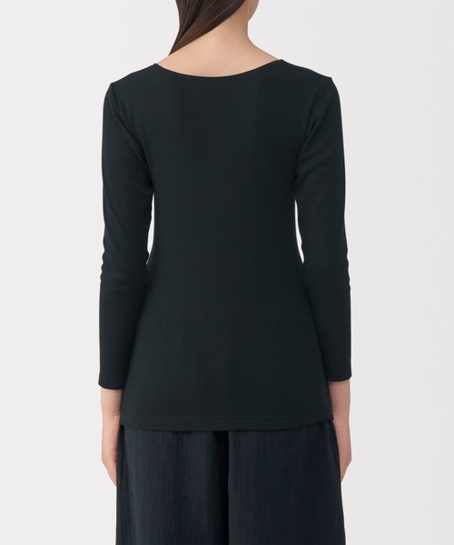 無印良品（ムジルシリョウヒン）の「婦人　あったか綿　Ｕネック八分袖Ｔシャツ（インナーウェア/肌着・レディース・ブラウン系/ライトベージュ/ブラック/オフホワイト・XL/L/M/S）」の16枚目の写真