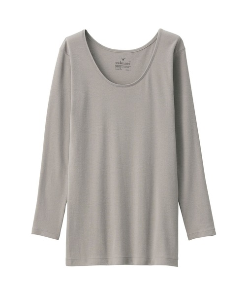 無印良品（ムジルシリョウヒン）の「婦人　あったか綿　Ｕネック八分袖Ｔシャツ（インナーウェア/肌着・レディース・ブラウン系/ライトベージュ/ブラック/オフホワイト・XL/L/M/S）」の21枚目の写真