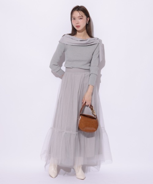 DRWCYS チュールレイヤードタフタスカート タフタ×チュールレイヤードスカート – レディースファッション