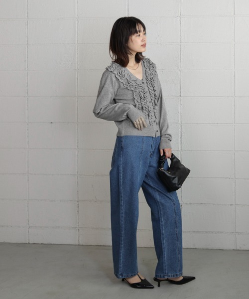 Bou Jeloud（ブージュルード）の「フリルニットカーディガン（カーディガン/ボレロ・レディース・グレー/ブラック・FREE）」の8枚目の写真