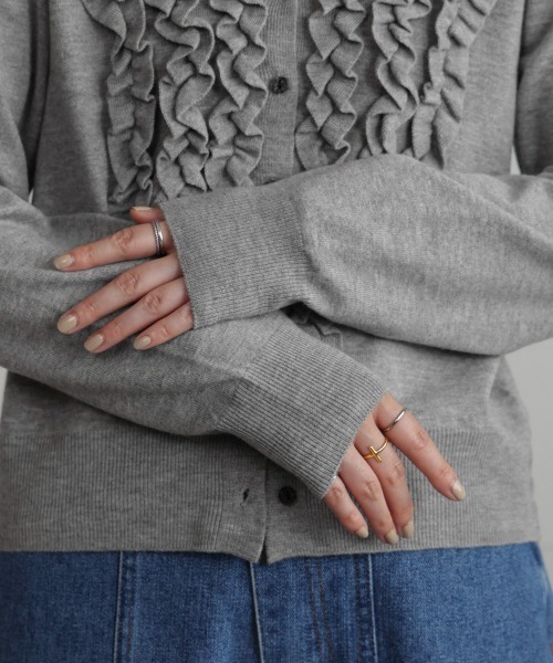 Bou Jeloud（ブージュルード）の「フリルニットカーディガン（カーディガン/ボレロ・レディース・グレー/ブラック・FREE）」の17枚目の写真