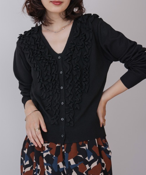 Bou Jeloud（ブージュルード）の「フリルニットカーディガン（カーディガン/ボレロ・レディース・グレー/ブラック・FREE）」の21枚目の写真