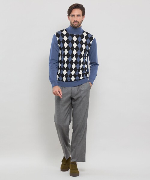 MACKINTOSH LONDON（マッキントッシュ ロンドン）の「14ゲージインターシャアーガイルタートルネックニット（ニット/セーター・メンズ・ライトブルー/パープル系その他3・M/L）」の10枚目の写真