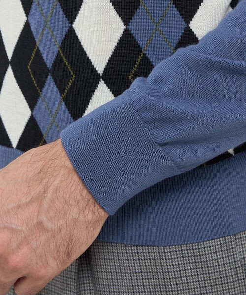 MACKINTOSH LONDON（マッキントッシュ ロンドン）の「14ゲージインターシャアーガイルタートルネックニット（ニット/セーター・メンズ・ライトブルー/パープル系その他3・M/L）」の5枚目の写真