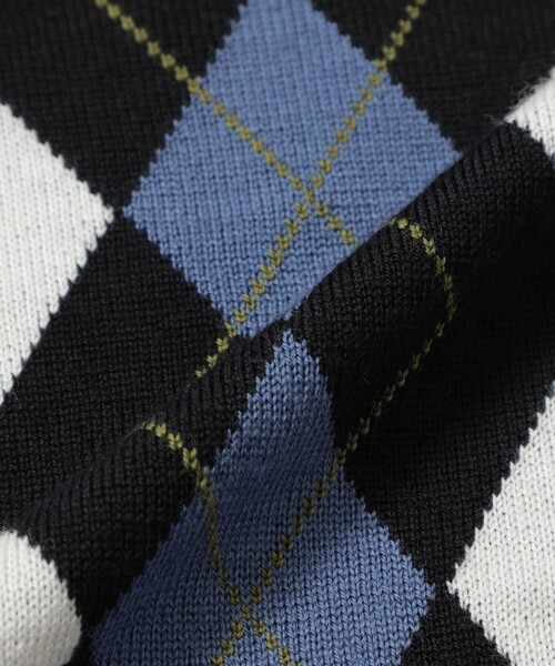 MACKINTOSH LONDON（マッキントッシュ ロンドン）の「14ゲージインターシャアーガイルタートルネックニット（ニット/セーター・メンズ・ライトブルー/パープル系その他3・M/L）」の4枚目の写真