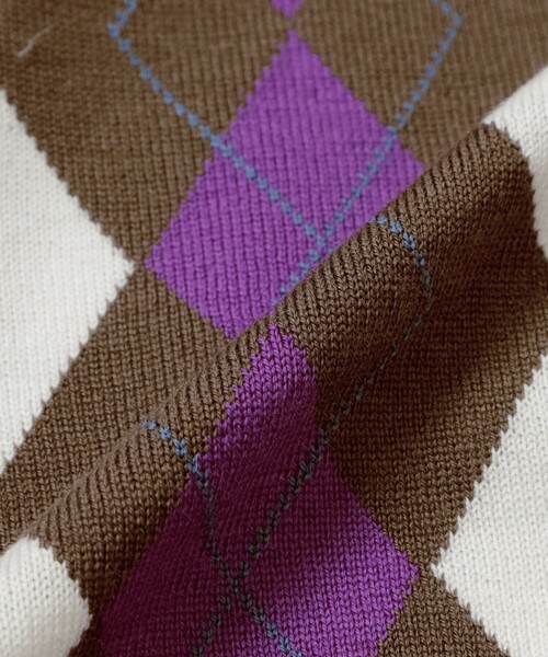 MACKINTOSH LONDON（マッキントッシュ ロンドン）の「14ゲージインターシャアーガイルタートルネックニット（ニット/セーター・メンズ・ライトブルー/パープル系その他3・M/L）」の3枚目の写真