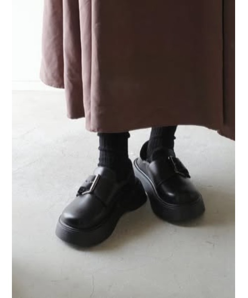 厚底　2WAY プラットフォーム　ローファー ブラック　S 厚底 2WAY プラットフォーム ローファー ブラック S