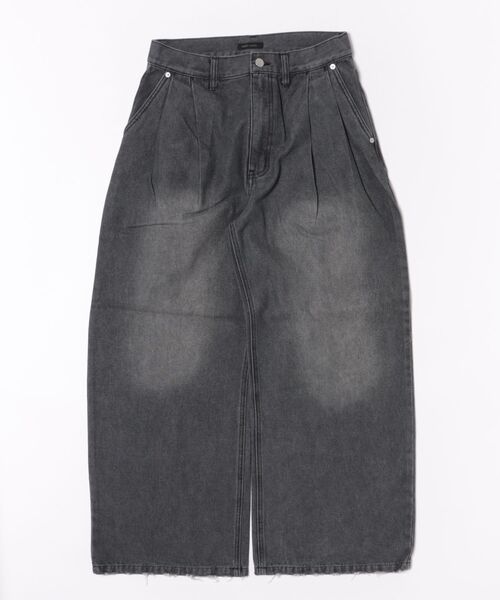 8(eight)(エイト)の「スラブデニム2タックワイドスラックス(デニムパンツ・メンズ・ブルー/ブラック系その他/ブラウン・MEDIUM/SMALL/X-LARGE/LARGE)」の2枚目の写真