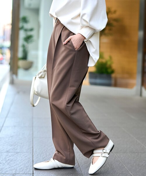 RONEL（ロネル）の「キレイ見え・快適【RONEL】サイドゴムストレートパンツ（その他パンツ・レディース・ダークグレー/ブラック/ブラウン系・L/M/S）」の3枚目の写真