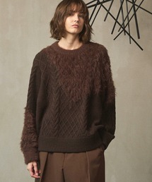 MAISON SPECIAL(]XyV)́sUNISEXtCable Shaggy Mix Prime-Over Crew Neck Knit Pullover/P[uVM[~bNXvCI[o[N[lbNjbgvI[o[yMAISON SPECIAL/]XyVz(jbg/Z[^[)