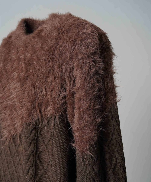 MAISON SPECIAL（メゾンスペシャル）の「《UNISEX》Cable Shaggy Mix Prime-Over Crew Neck Knit Pullover/ケーブルシャギーミックスプライムオーバークルーネックニットプルオーバー【MAISON SPECIAL/メゾンスペシャル】（ニット/セーター・メンズ・ブラック/グレー/ブラウン・0/1/2）」の15枚目の写真