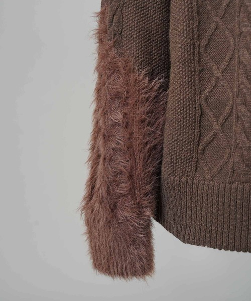 MAISON SPECIAL（メゾンスペシャル）の「《UNISEX》Cable Shaggy Mix Prime-Over Crew Neck Knit Pullover/ケーブルシャギーミックスプライムオーバークルーネックニットプルオーバー【MAISON SPECIAL/メゾンスペシャル】（ニット/セーター・メンズ・ブラック/グレー/ブラウン・0/1/2）」の16枚目の写真