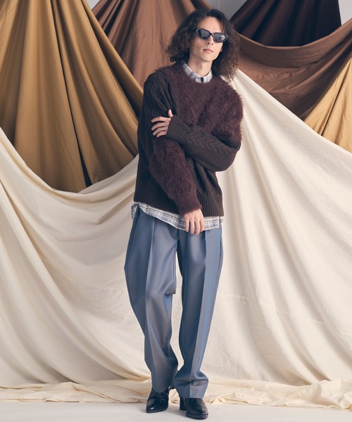 MAISON SPECIAL（メゾンスペシャル）の「《UNISEX》Cable Shaggy Mix Prime-Over Crew Neck Knit Pullover/ケーブルシャギーミックスプライムオーバークルーネックニットプルオーバー【MAISON SPECIAL/メゾンスペシャル】（ニット/セーター・メンズ・ブラック/グレー/ブラウン・0/1/2）」の20枚目の写真