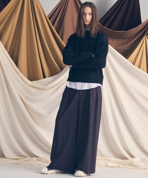 MAISON SPECIAL（メゾンスペシャル）の「《UNISEX》Cable Shaggy Mix Prime-Over Crew Neck Knit Pullover/ケーブルシャギーミックスプライムオーバークルーネックニットプルオーバー【MAISON SPECIAL/メゾンスペシャル】（ニット/セーター・メンズ・ブラック/グレー/ブラウン・0/1/2）」の21枚目の写真