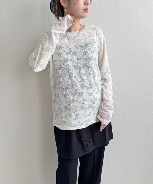 LHELBIE（レルビエ）の「シアージャガードトップス（Tシャツ/カットソー・レディース・アイボリー/ブラック/イエロー・M）」の13枚目の写真