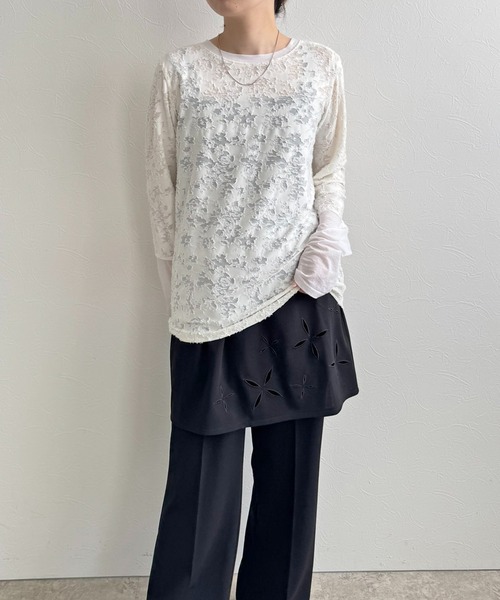 LHELBIE（レルビエ）の「シアージャガードトップス（Tシャツ/カットソー・レディース・アイボリー/ブラック/イエロー・M）」の14枚目の写真