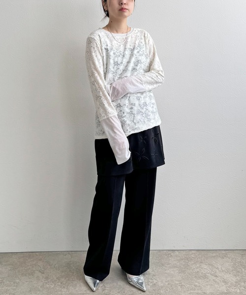 LHELBIE（レルビエ）の「シアージャガードトップス（Tシャツ/カットソー・レディース・アイボリー/ブラック/イエロー・M）」の10枚目の写真