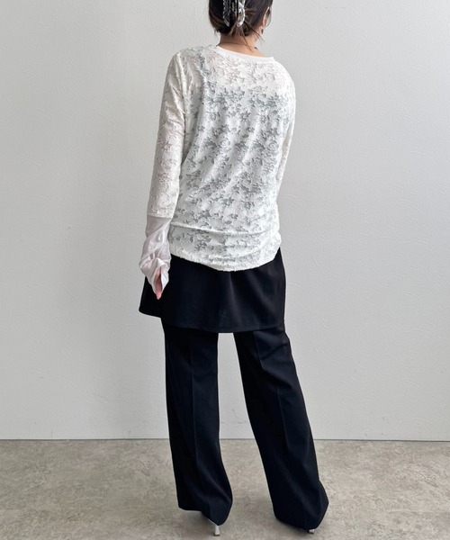 LHELBIE（レルビエ）の「シアージャガードトップス（Tシャツ/カットソー・レディース・アイボリー/ブラック/イエロー・M）」の6枚目の写真