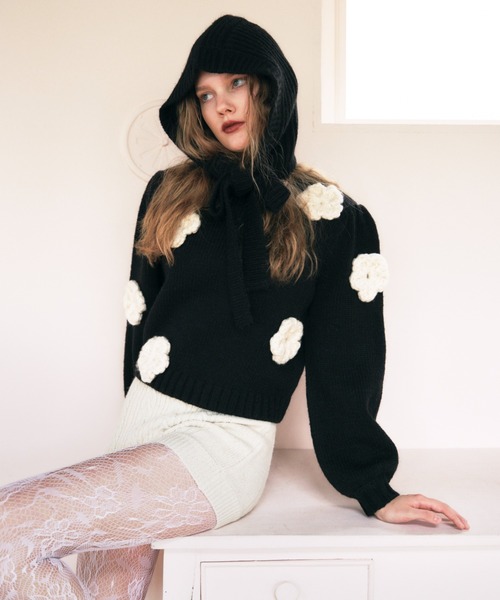 HONEY MI HONEY（ハニーミーハニー）の「cable knit short pants（その他パンツ・レディース・グレー/ブラック/アイボリー・FREE）」の4枚目の写真