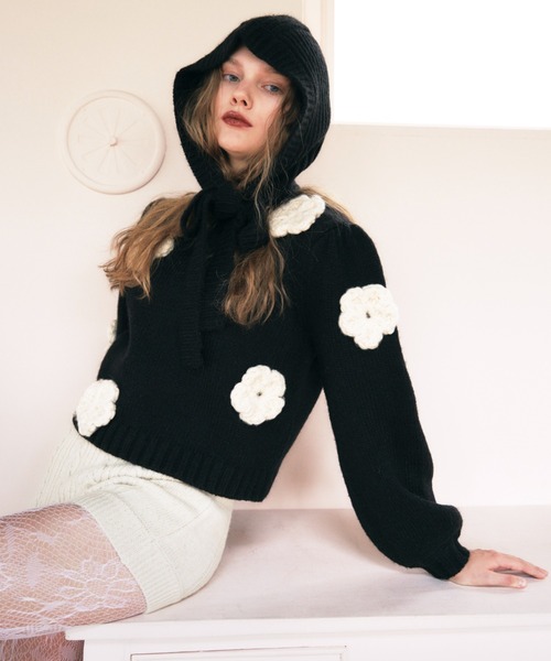 HONEY MI HONEY（ハニーミーハニー）の「cable knit short pants（その他パンツ・レディース・グレー/ブラック/アイボリー・FREE）」の5枚目の写真