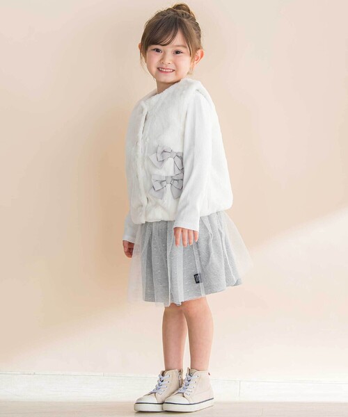 Noeil aime BeBe（ノイユエイムベベ）の「ラメ入りチュールティアードキュロット（スカート・キッズ・グレー/ベージュ・110cm/120cm/130cm）」の13枚目の写真