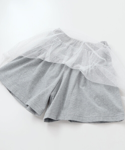 Noeil aime BeBe（ノイユエイムベベ）の「ラメ入りチュールティアードキュロット（スカート・キッズ・グレー/ベージュ・110cm/120cm/130cm）」の5枚目の写真