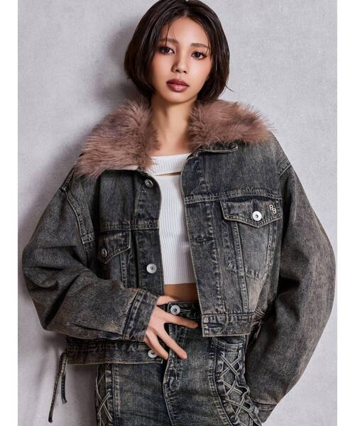 セール】2WAY ECO FURショートデニムGジャン（デニムジャケット