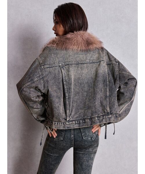 GYDA(ジェイダ)の「2WAY ECO FURショートデニムGジャン(デニムジャケット・レディース・ブルー/インディゴブルー・FREE)」の4枚目の写真