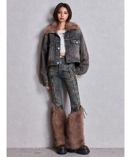 GYDA(ジェイダ)の「2WAY ECO FURショートデニムGジャン(デニムジャケット・レディース・ブルー/インディゴブルー・FREE)」の5枚目の写真