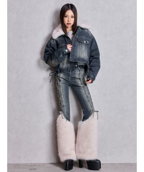 セール】2WAY ECO FURショートデニムGジャン（デニムジャケット
