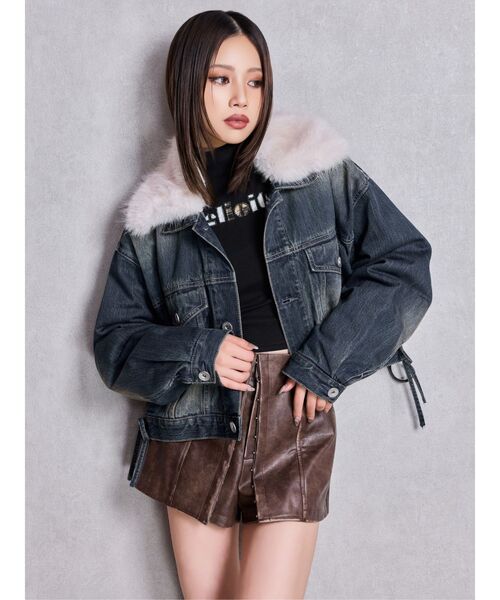 セール】2WAY ECO FURショートデニムGジャン（デニムジャケット