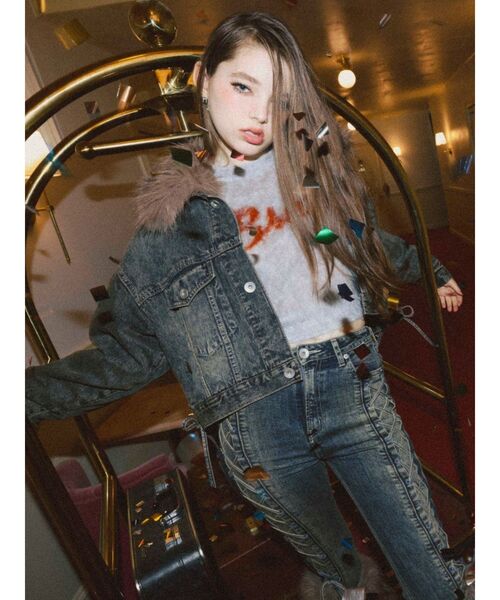 GYDA(ジェイダ)の「2WAY ECO FURショートデニムGジャン(デニムジャケット・レディース・ブルー/インディゴブルー・FREE)」の16枚目の写真