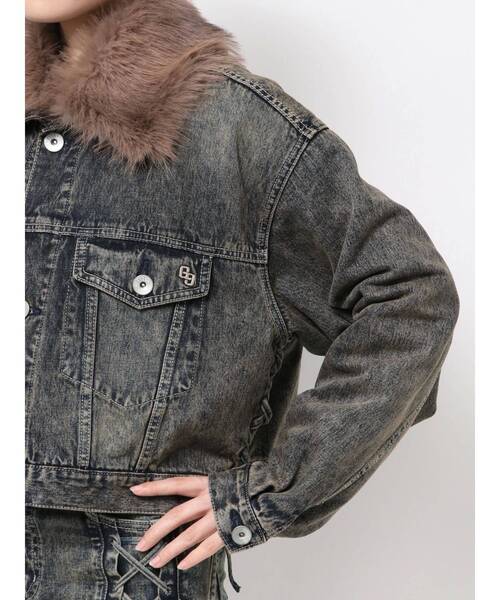 GYDA(ジェイダ)の「2WAY ECO FURショートデニムGジャン(デニムジャケット・レディース・ブルー/インディゴブルー・FREE)」の21枚目の写真